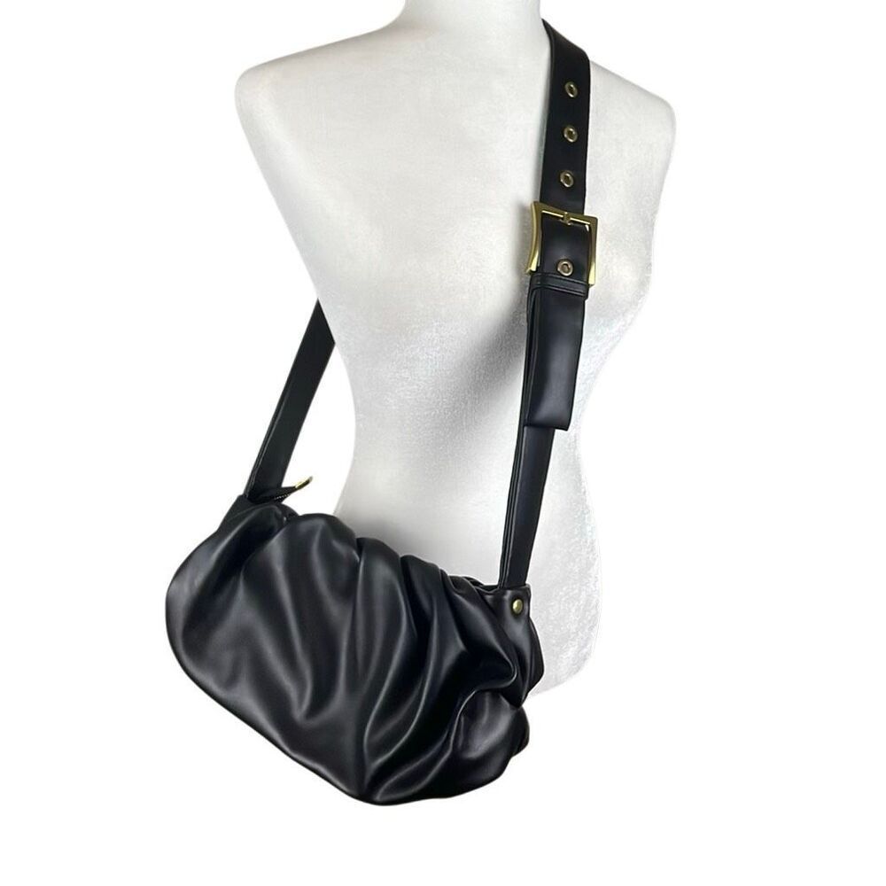 Faux Leather Crossbody Bag Black